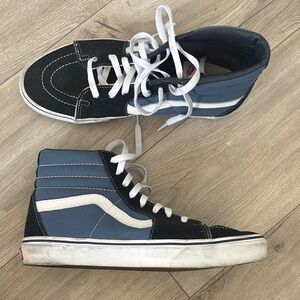 Vans Men's Black and Blue High-Top Sneakers